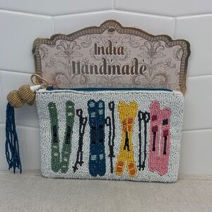 Made in India Winter Skis Wristlet - White - Beaded